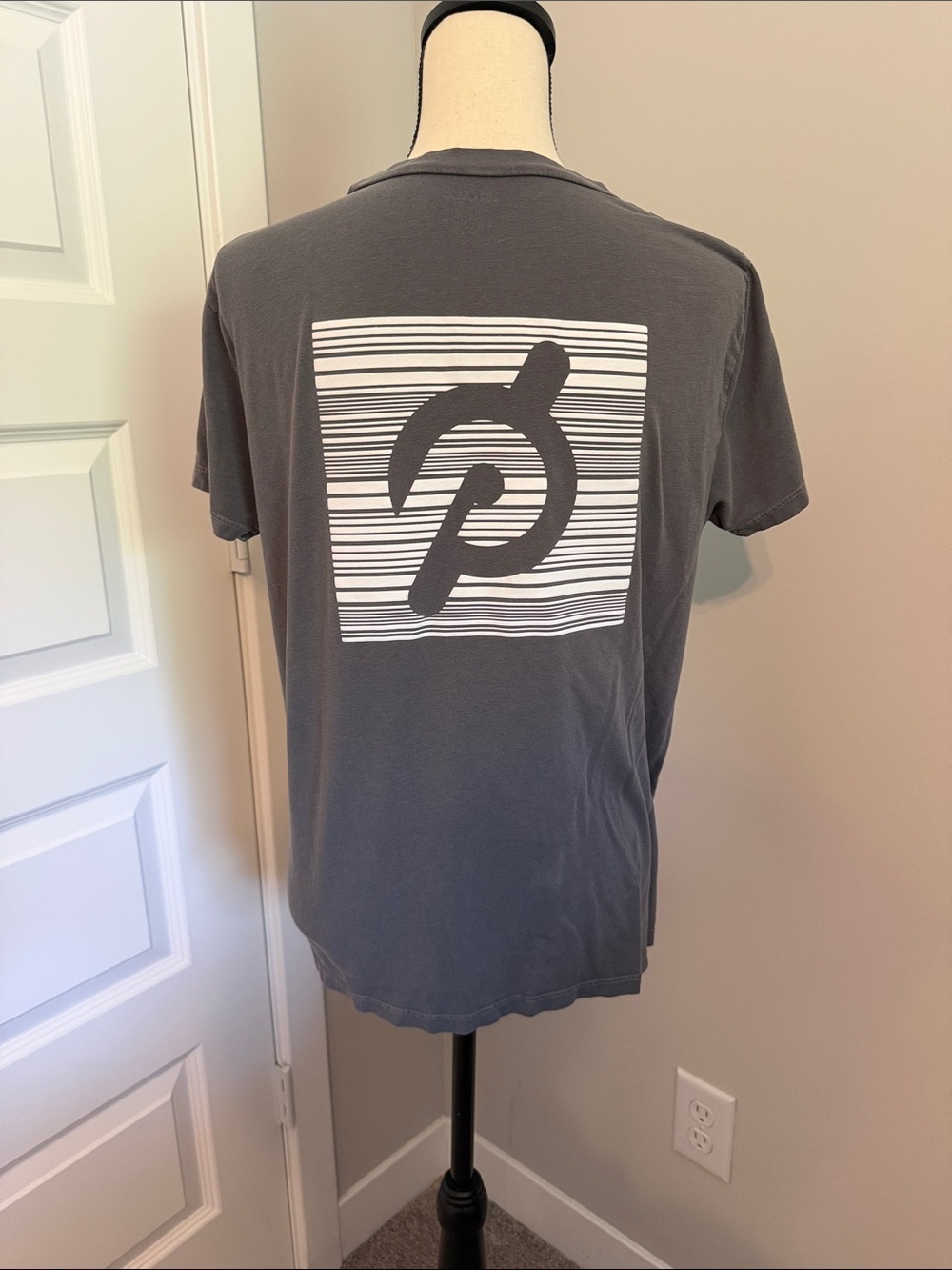 Peloton Gray Short Sleeve Tee with White Striped Logo